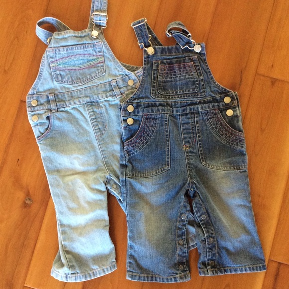 Old Navy Other - Old navy 2 pair Jean overalls size 12-18 mo
